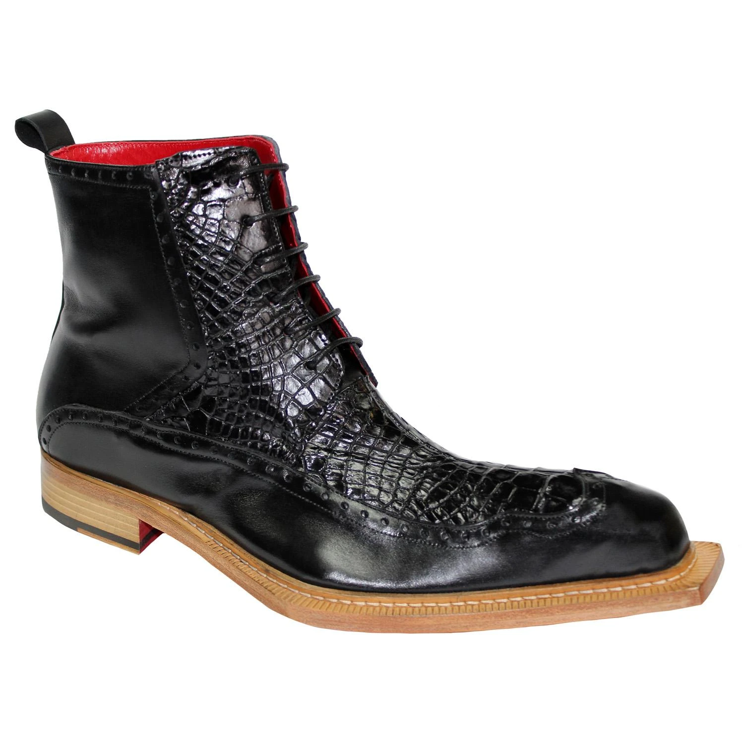 Fennix Italy "COLTON " Black Genuine Alligator / Calf-Skin Leather Ankle Boots. 3 Fennix Italy "COLTON " Black Genuine Alligator / Calf-Skin Leather Ankle Boots.