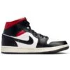 Nike Air Jordan 1 Mid W - Black/Sail/Gym Red -Shoe Style Shop Nike Air Jordan 1 Mid W Black Sail Gym Red