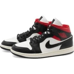 Nike Air Jordan 1 Mid W - Black/Sail/Gym Red -Shoe Style Shop Nike Air Jordan 1 Mid W Black Sail Gym Red 3