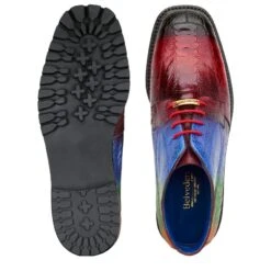 Belvedere "Alvaro" Multi Color Genuine Ostrich Leg Tractor Sole Ankle Boots U01. -Shoe Style Shop gillardrain1 02