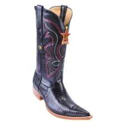 Los Altos Black Cherry Genuine All-Over Lizard Teju 3X Toe Cowboy Boots 950718