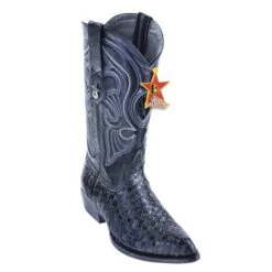 Los Altos Black Genuine Basket Weave Lizard Teju / Eel J-Toe Cowboy Boots 996105