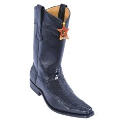 Los Altos Black Genuine Python Square-Toe Cowboy Boots 775705