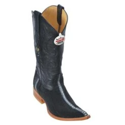 Los Altos Black Genuine Stingray Rowstone 3X Toe Cowboy Boots 951105