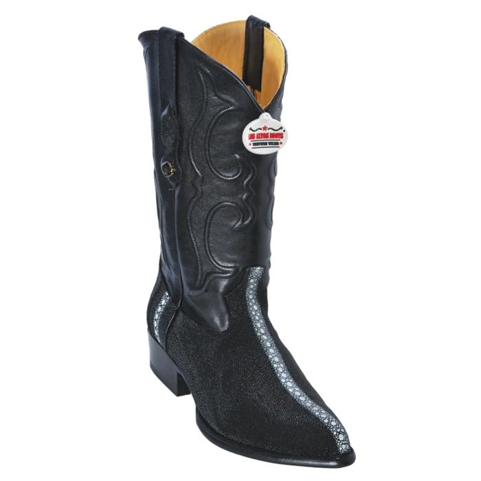 Los Altos Black Genuine Stingray Rowstone J-Toe Cowboy Boots 991105 3 Los Altos Black Genuine Stingray Rowstone J-Toe Cowboy Boots 991105