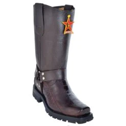 Los Altos Brown All-Over Ostrich Leg Biker Boots 550507