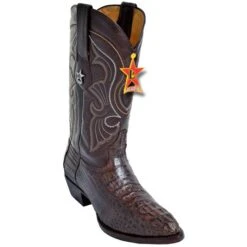 Los Altos Brown Genuine All-Over Hornback Crocodile Medium R-Toe Cowboy Boots 600207