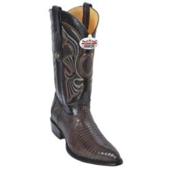 Los Altos Brown Genuine All-Over Lizard Teju J-Toe Cowboy Boots 990707