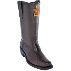 Los Altos Brown Genuine All-Over Ostrich Leg Leather Sole Biker Boots 55C0507