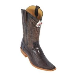 Los Altos Brown Genuine All-Over Ostrich Leg Square Toe Cowboy Boots 710507
