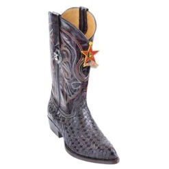 Los Altos Brown Genuine Basket Weave Lizard Teju / Eel J-Toe Cowboy Boots 996107