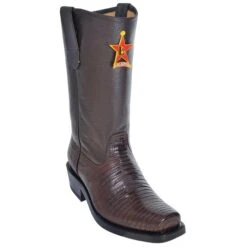Los Altos Brown Genuine Lizard Leather Sole Biker Boots 55C0707