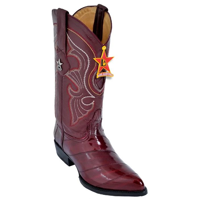 Los Altos Burgundy Genuine All-Over Eel J-Toe Cowboy Boots 990806 3 Los Altos Burgundy Genuine All-Over Eel J-Toe Cowboy Boots 990806