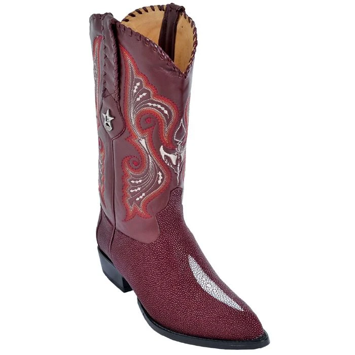 Los Altos Burgundy Genuine Stingray Single & Rowstone J-Toe Cowboy Boots 991206 3 Los Altos Burgundy Genuine Stingray Single & Rowstone J-Toe Cowboy Boots 991206