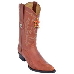 Los Altos Cognac All-Over Grasso Ostrich Leg J-Toe Cowboy Boots 98G0503