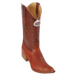 Los Altos Cognac Genuine Ostrich Leg 3X Toe Cowboy Boots 950503
