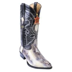 Los Altos Natural Genuine All-Over Ostrich Leg J-Toe Cowboy Boots 990549