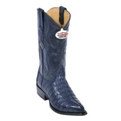 Los Altos Navy Blue All-Over Genuine Crocodile Tail J-Toe Cowboy Boots 990110