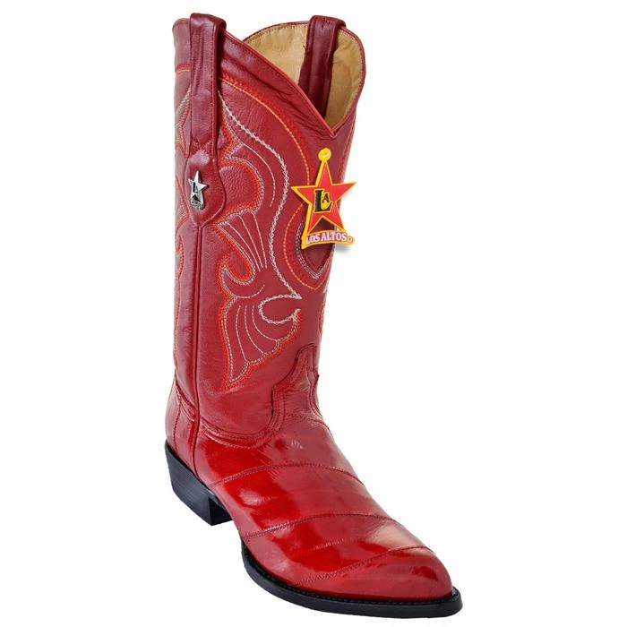 Los Altos Red Genuine All-Over Eel J-Toe Cowboy Boots 990812 3 Los Altos Red Genuine All-Over Eel J-Toe Cowboy Boots 990812