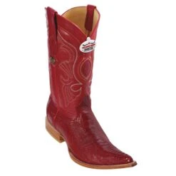 Los Altos Red Genuine Ostrich Leg 3X Toe Cowboy Boots 950512