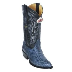 Los Altos Rustic Blue Genuine All-Over Python J-Toe Cowboy Boots 995782