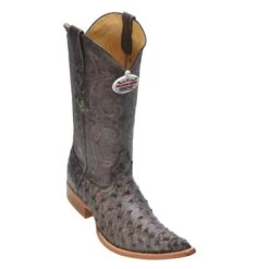 Los Altos Rustic Brown Genuine All-Over Ostrich 3X Toe Cowboy Boots 950385