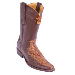Los Altos Rustic Honey Genuine Python Square Toe Cowboy Boots 775780