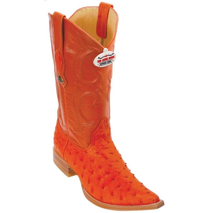 Los Altos Tangerine Genuine All-Over Ostrich 3X Toe Cowboy Boots 950304 3 Los Altos Tangerine Genuine All-Over Ostrich 3X Toe Cowboy Boots 950304