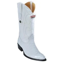 Los Altos White All-Over Genuine Crocodile Tail J-Toe Cowboy Boots 990128