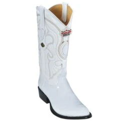 Los Altos White Genuine All-Over Eel J-Toe Cowboy Boots 990828