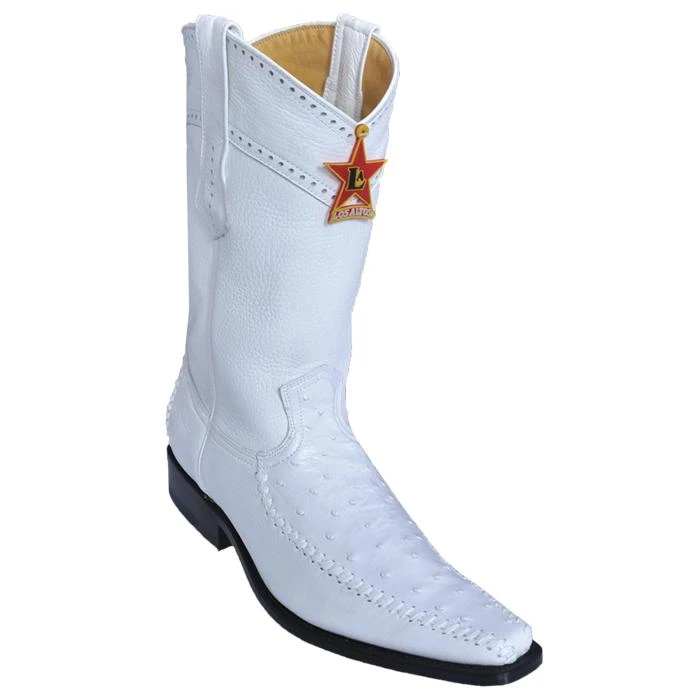 Los Altos White Genuine Ostrich With Deer Square Toe Cowboy Boots 770328 3 Los Altos White Genuine Ostrich With Deer Square Toe Cowboy Boots 770328