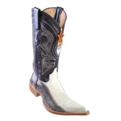 Los Altos Winterwhite Genuine Ostrich Leg 3X Toe Cowboy Boots 950577