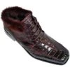 Mauri 2179 "Excelsior" Burgundy Hornback Crocodile Tail / Ostrich Leg Hand Painted Leather Boots With Fur -Shoe Style Shop mauri 2179 excelsior burgundy hornback crocodile tail ostrich leg hand painted leather boots with fur 6472
