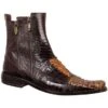 Mauri 2230 "Cosmo" Dark Brown / Gold Genuine Hornback Crocodile / Ostrich Leg Leather Boots With Zippers -Shoe Style Shop mauri 2230 cosmo dark brown gold genuine hornback crocodile ostrich leg leather boots with zippers 5383