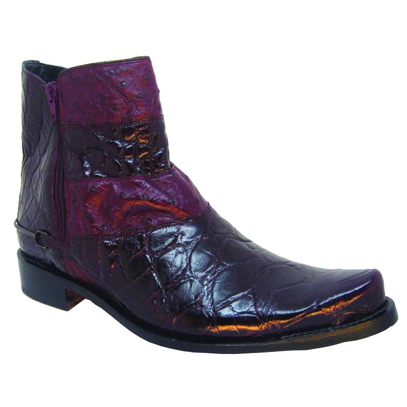 Mauri "2906" Ruby Red Genuine Ostrich / Body Alligator Boots 3 Mauri "2906" Ruby Red Genuine Ostrich / Body Alligator Boots