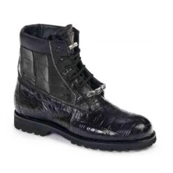 Mauri ''4884'' Black Genuine Body Alligator / Baby Crocodile Hand Painted Boots.