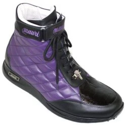 Mauri 8750 Purple / Black Genuine Alligator / Bubble Nappa Leather Boots