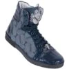 Mauri 8876 Navy Blue Genuine Alligator And Mauri Embossed Fabric Casual Boots With Mauri Emblem Embroidery & Silver Alligator Head -Shoe Style Shop mauri 8876 navy blue genuine alligator and mauri embossed fabric casual boots with mauri emblem embroidery silver alliga