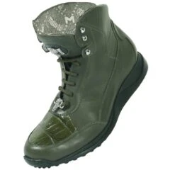 Mauri 8911 Money Green Genuine Alligator / Nappa Boots With Mauri Silver Alligator Head