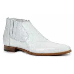 Mauri "Alberti" 4780 White Genuine Alligator Ankle Boots.