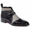 Mauri "Bellini" 4828 Black / Grey / Black Genuine Python / Karung Lizard / Ostrich Perforated Monk Strap Boots. -Shoe Style Shop mauri bellini 4828 black grey black genuine python karung lizard ostrich perforated monk strap shoes 22349