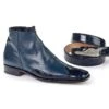 Mauri "Carnegie" 4699 Wonder Blue Genuine Alligator / Blue Pebble Grain Calf Boots -Shoe Style Shop mauri carnegie 4699 wonder blue genuine alligator blue pebble grain calf boots 18081