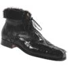 Mauri "Cinema" 4451 Black Genuine Hornback Crocodile Tail / Ostrich Leg With Black Mink Fur Lining Boots -Shoe Style Shop mauri cinema 4451 black genuine hornback crocodile tail ostrich leg with black mink fur lining boots 7054
