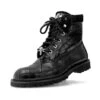 Mauri "Commando" 4637 Black All Over Genuine Alligator Lace-Up Boots With Silver Alligator Head -Shoe Style Shop mauri commando 4637 black all over genuine alligator lace up boots with silver alligator head 17772