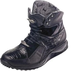 Mauri "Contest" 8722 Black Genuine Nappa Leather / Baby Crocodile / Suede Boots
