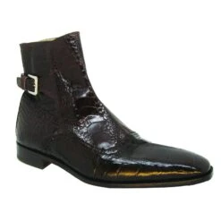 Mauri "Kensington" 4398 Sport Rust Genuine Alligator / Ostrich Leg Boots With Ankle Buckle