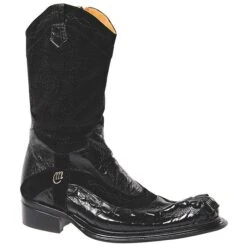 Mauri "Masterpiece" 44172 Black Genuine Ostrich Leg / Hornback Crocodile Tail / Suede Boots