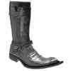Mauri "Sestriere" 44240 Medium Grey Genuine Alligator Dover Leather Boots -Shoe Style Shop mauri sestriere 44240 medium grey genuine alligator dover leather boots 13099