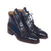 Paul Parkman "82CBL41" Blue Genuine Crocodile / Calfskin Side Zipper Boots -Shoe Style Shop paul parkman 82cbl41 blue genuine crocodile calfskin side zipper boots 23030