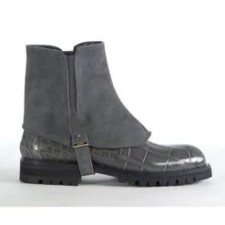 Mauri Medium Grey Genuine Alligator / Suede With Suede Strap Boots.